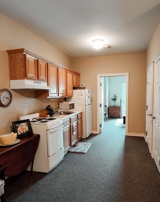 Interior view of a kitchen area in assisted living