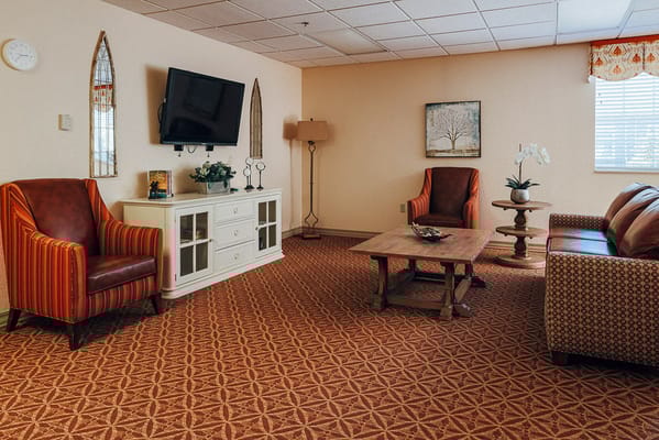 Cozy common area with comfortable seating and decor