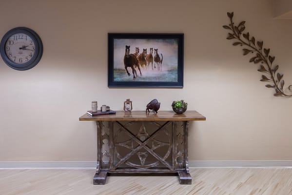 Interior decor featuring a console table and artwork