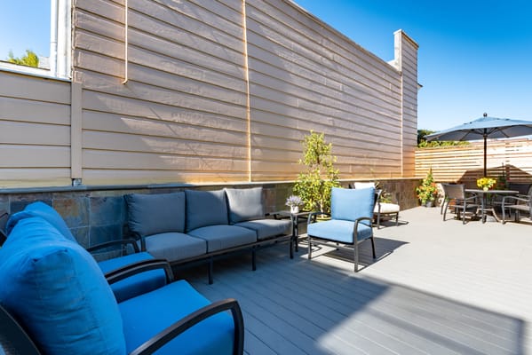 Outdoor seating area with comfortable furniture