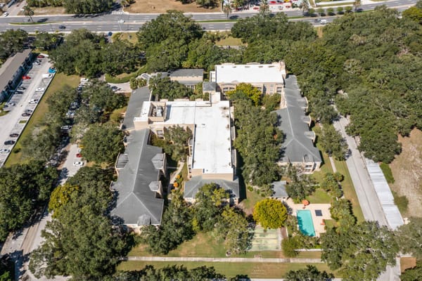 Aerial view of The Barrington senior living facility