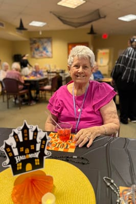 Resident enjoying a Halloween-themed event