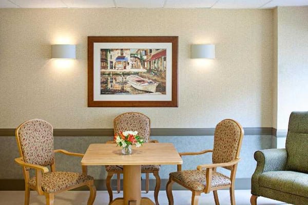 Comfortable seating area in a facility interior