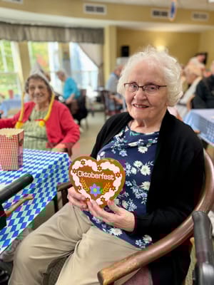 Residents celebrating Oktoberfest in a common area