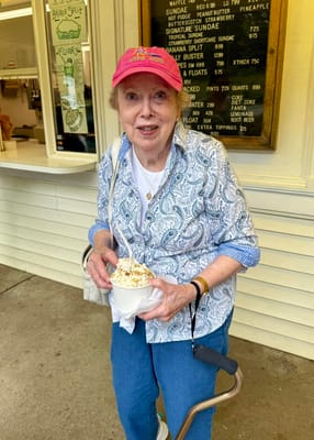 Resident enjoying ice cream outdoors