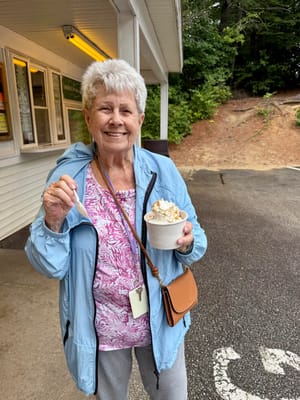 Resident enjoying ice cream outside