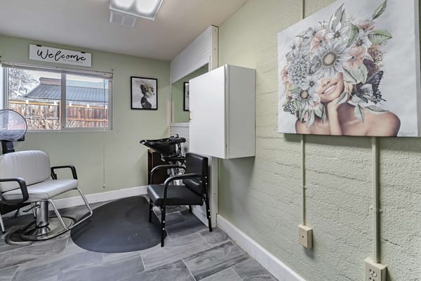 Interior view of a hair salon area in the facility