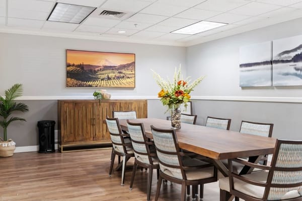 Interior common area with a dining table and decor