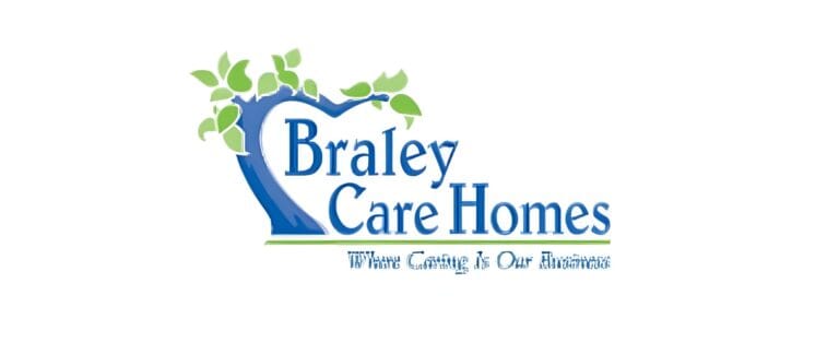 Logo of Braley Care Homes with heart and leaves
