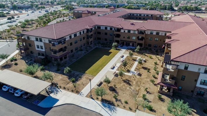 Aerial view of Clarendale of Chandler with outdoor space