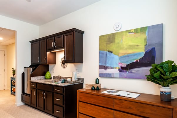 Stylish interior with modern cabinetry and artwork