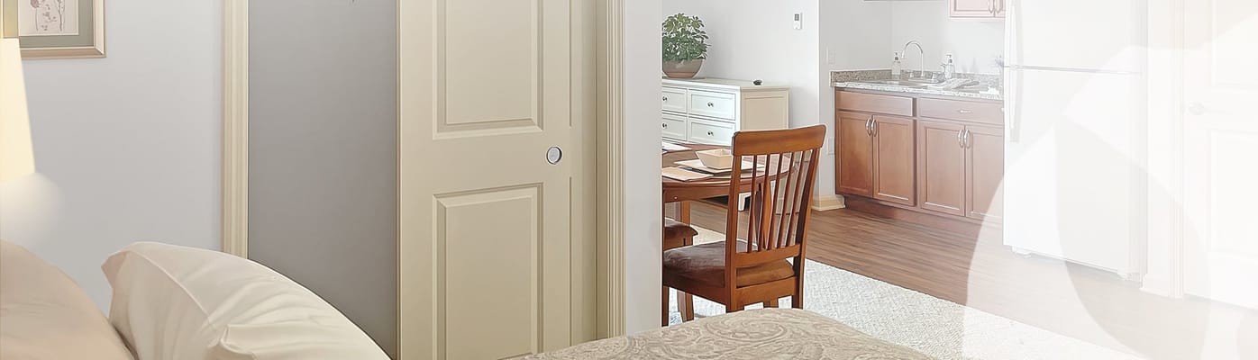 Interior view of a resident's room with furniture
