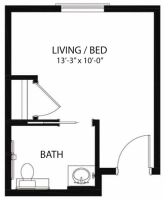 Architectural floor plan of a living unit