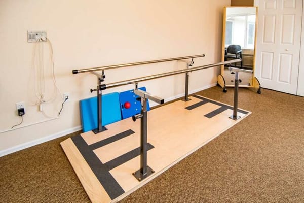 Physical therapy equipment in a wellness room