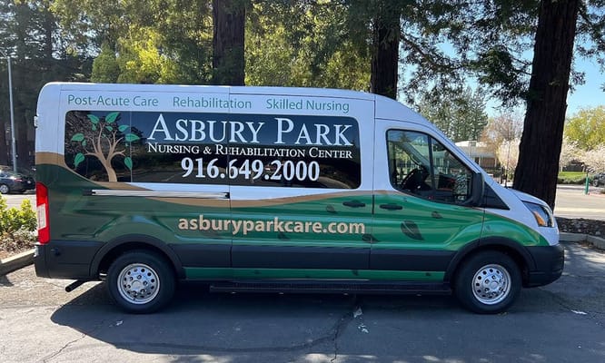 Facility transport van with branding