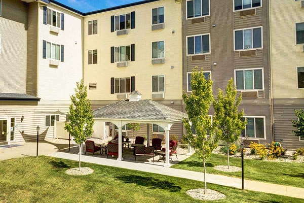 Outdoor gazebo area with seating at the facility