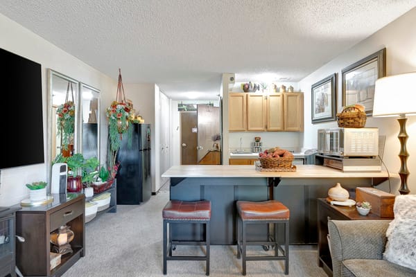 Interior view of a resident apartment with modern decor