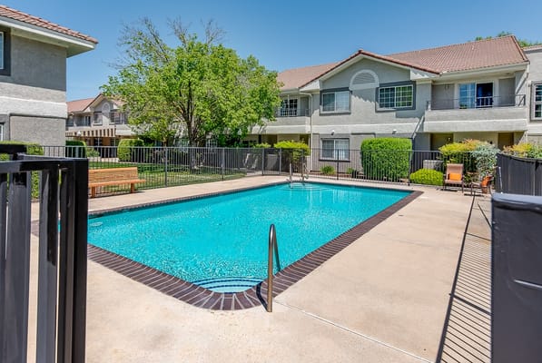 Swimming pool in a well-maintained outdoor area