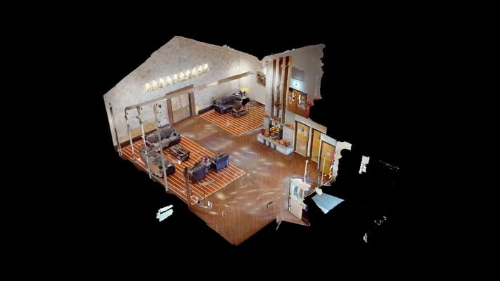 Interior view of a common area with seating