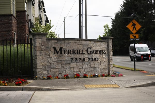 Exterior sign of Merrill Gardens at Tacoma