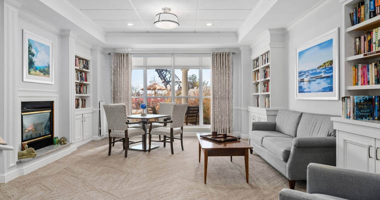 Bright and inviting common area with seating