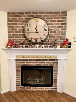 Cozy fireplace area with decorative elements