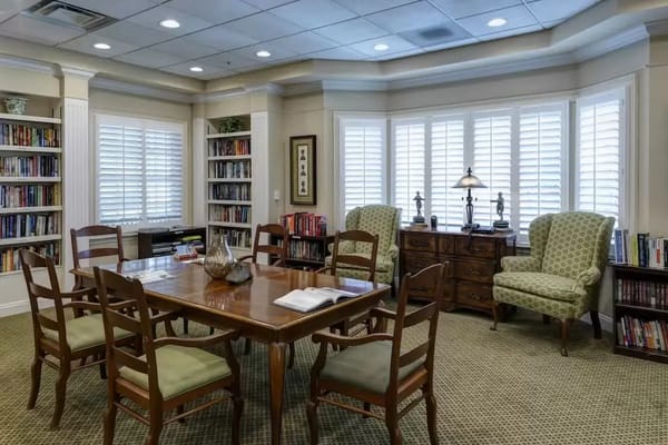 Cozy interior library and meeting area