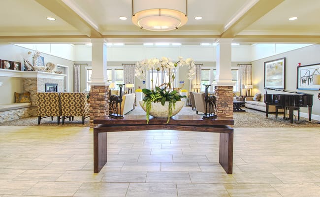 Interior view of a welcoming community lounge with seating