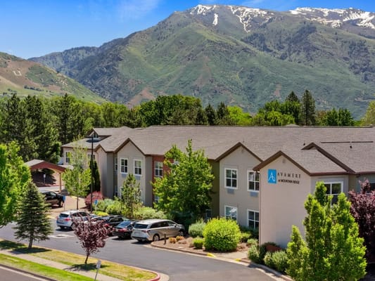 Aerial view of Avamere at Mountain Ridge with mountains in the background