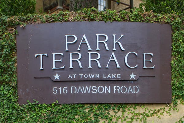 Sign for Park Terrace assisted living facility