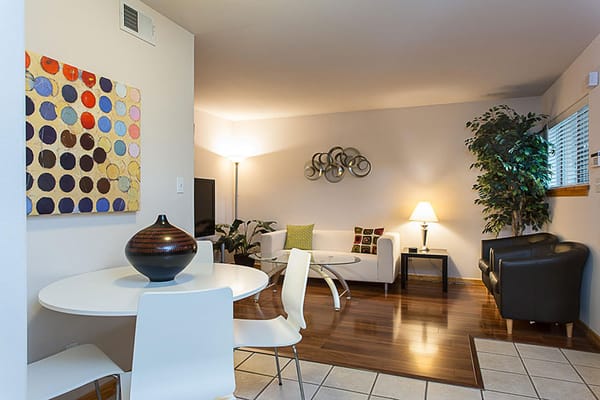 Interior living space with seating and decor