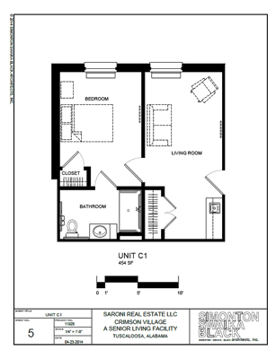 Architectural floor plan of a resident unit