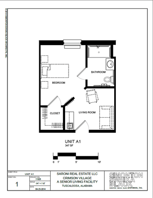Architectural floor plan of a resident unit