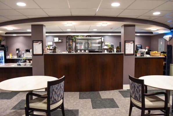 Interior view of a facility common area with a counter