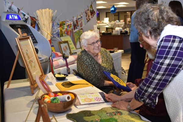 Residents enjoying a crafting activity together