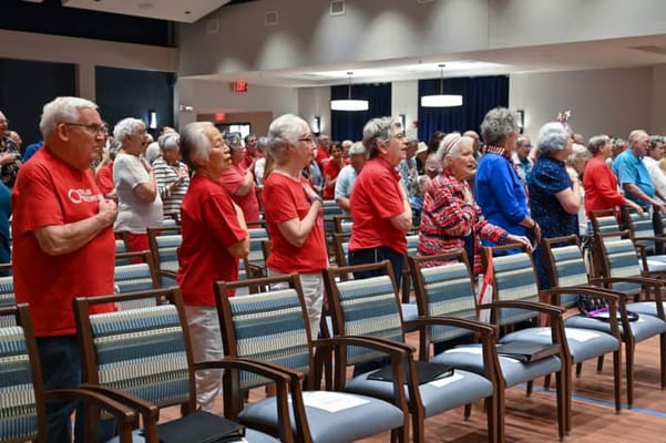 Residents participating in a community event indoors
