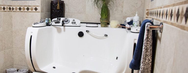 Accessible bathtub in a stylish bathroom setting