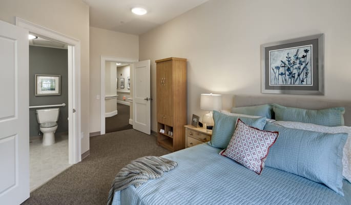 Cozy bedroom in an assisted living facility