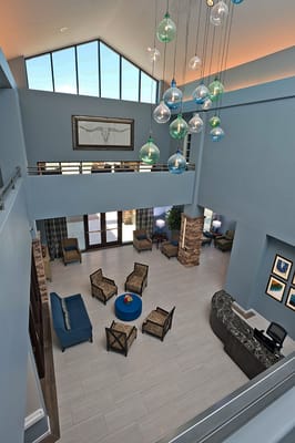 Bright and spacious lobby with comfortable seating