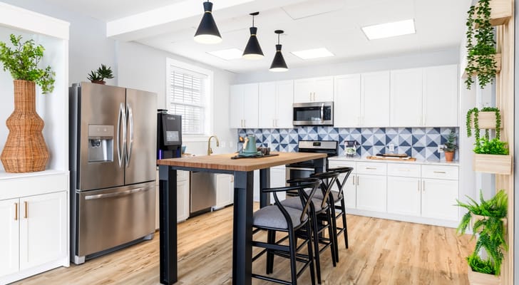 Bright and modern kitchen area in a senior living facility