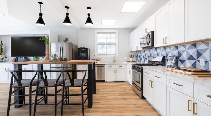 Bright kitchen space with modern appliances