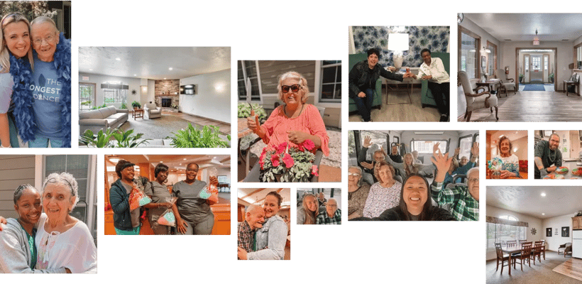 Residents enjoying various activities in communal spaces