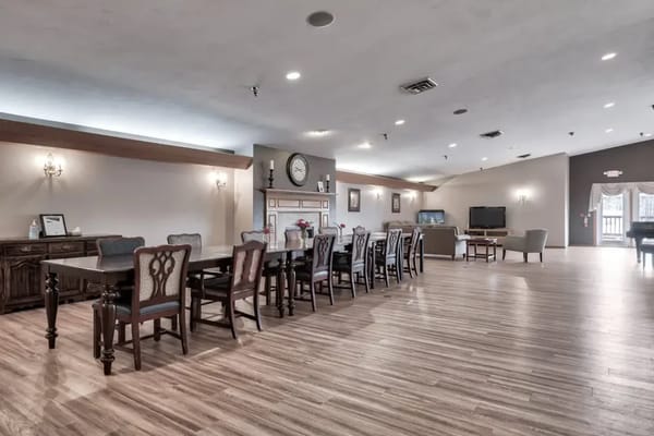 Common area with dining tables and chairs