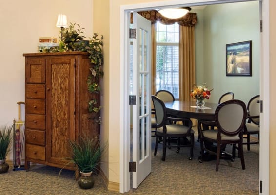 Interior view of a common area with decor and furniture