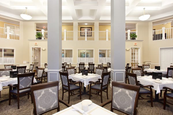 Dining room with tables set for meals