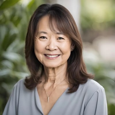 Smiling resident in a natural outdoor setting