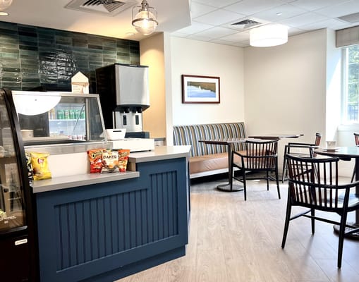 Cozy common area with seating and snack options
