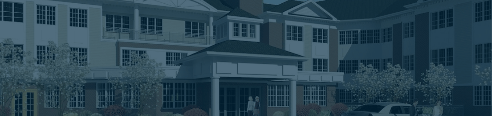 Exterior view of a senior living facility with entryway