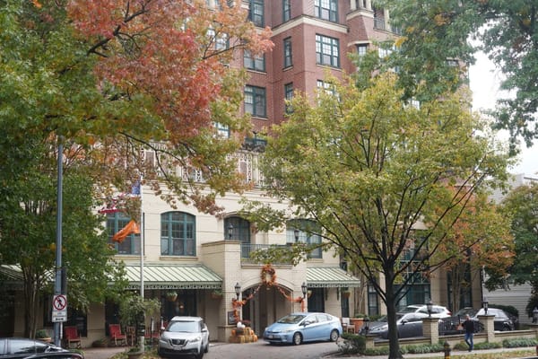 Exterior view of Sunrise of Connecticut Ave with autumn trees
