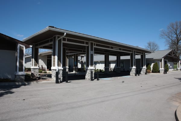 Covered entrance at Creekside on Whipps Mill Road